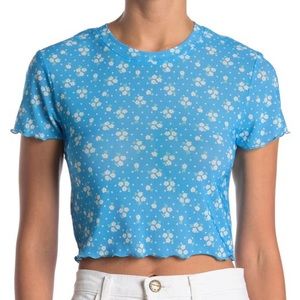 New With Tags NWT BGBGeneration Blue Floral Mesh Crop Top